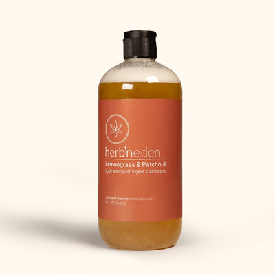 lemongrass & patchouli body wash for a deep cleanse | liquid soap | herb'neden