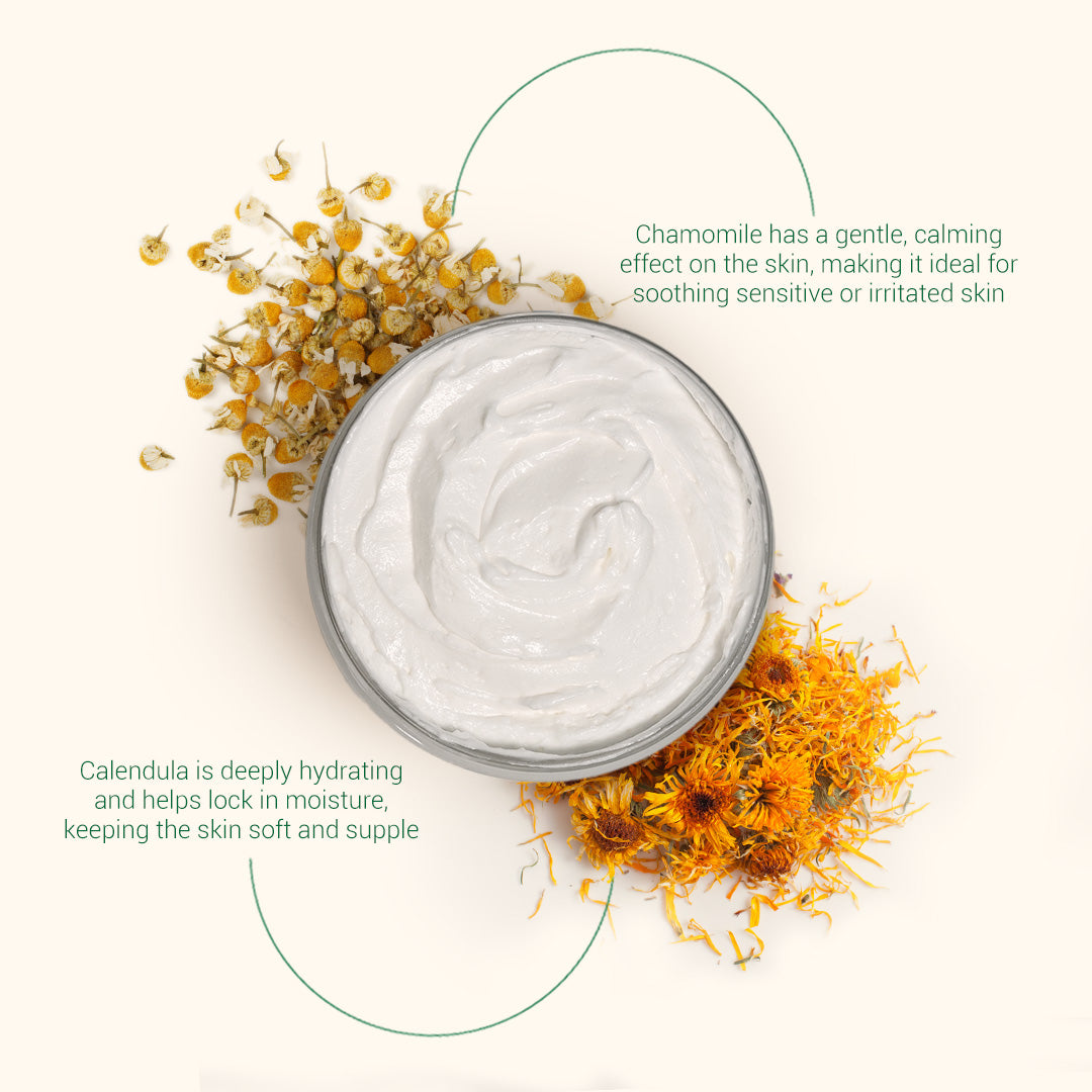 all natural chamomile and calendula body butter with essential oils | herbneden