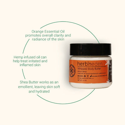 all-natural citrus hemp mini body butter made with premium essential oils | herb'neden