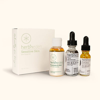 a curated trial size facial kit for sensitive skin | herbneden