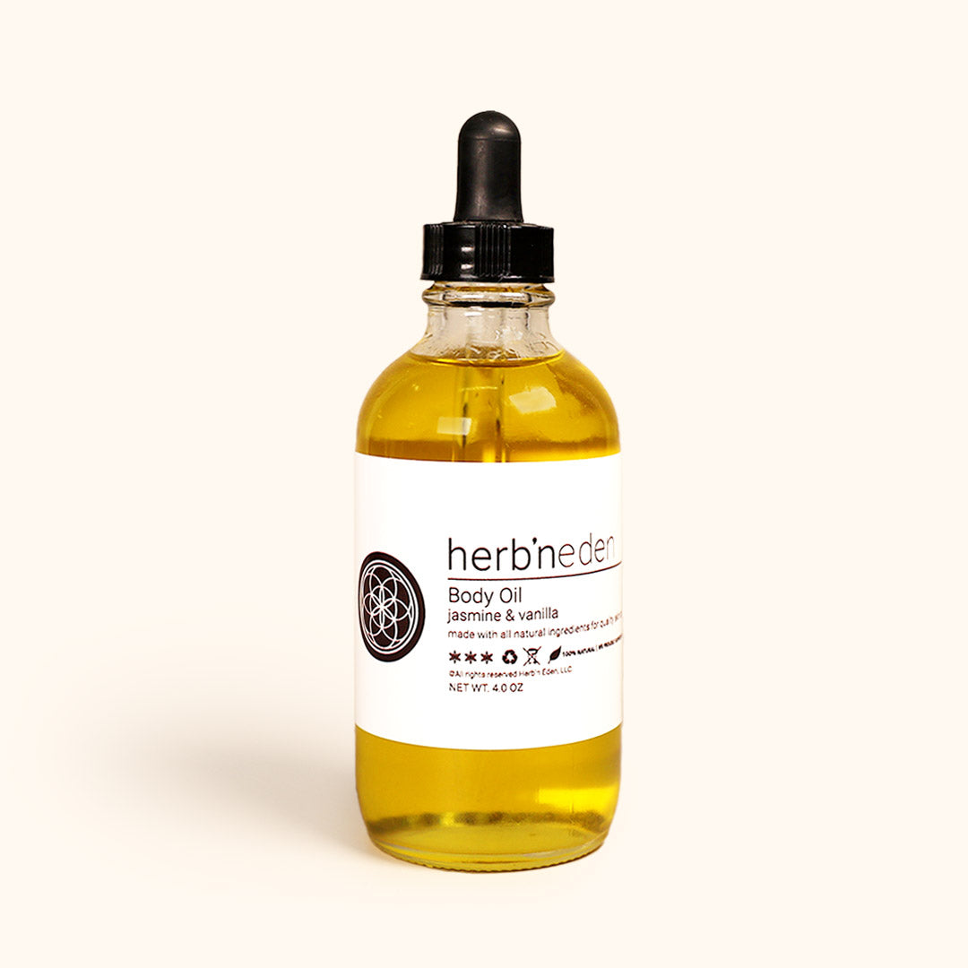 all-natural jasmine & vanilla body oil made with essential oils | herbneden