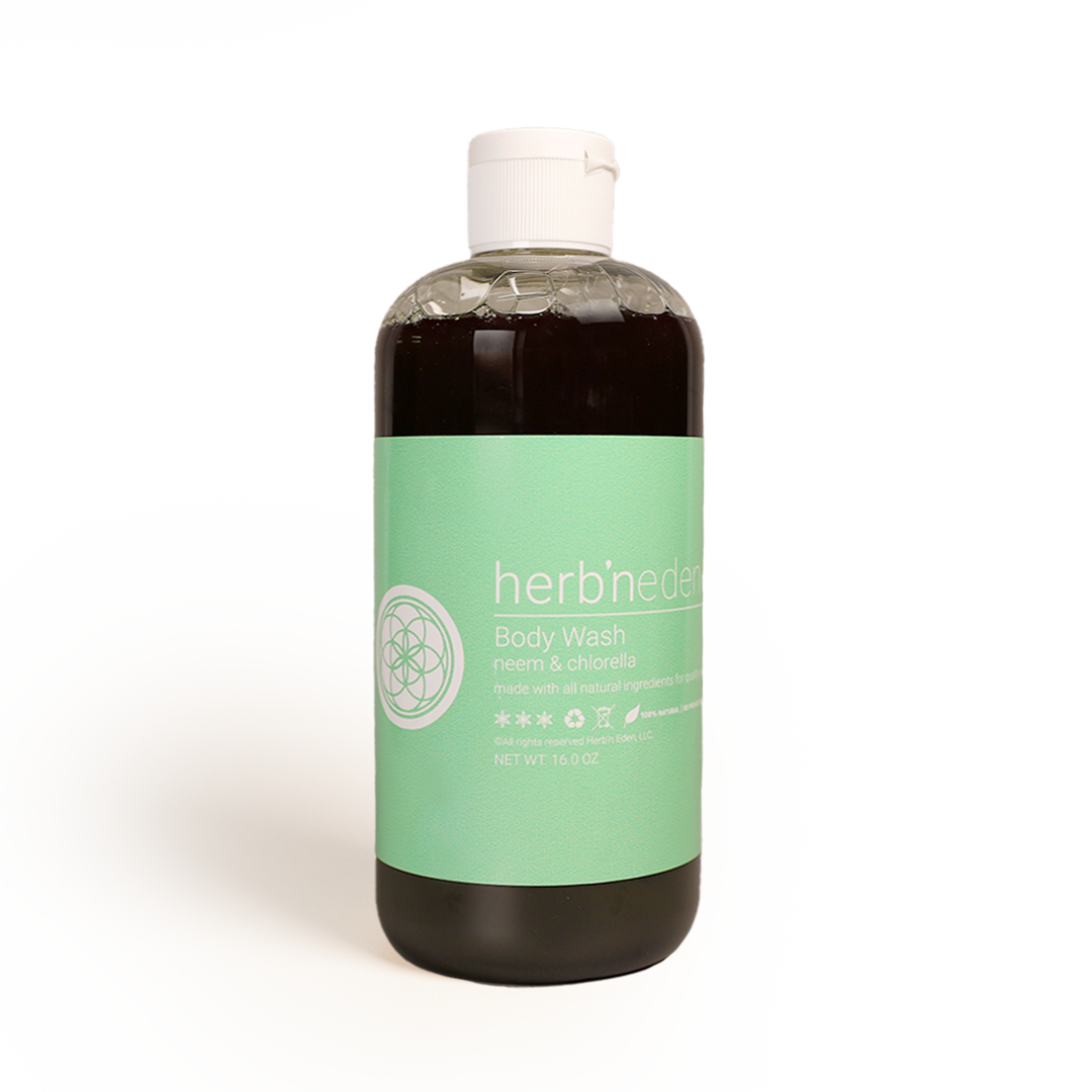 all natural neem & chlorella body wash with essential oils | herbneden