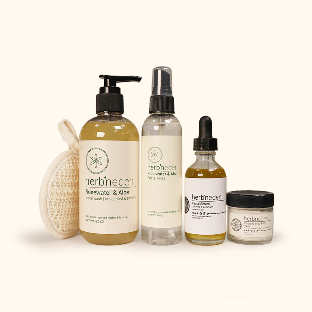 revive your dry skin naturally with this bundle of all natural facial care products | herbneden