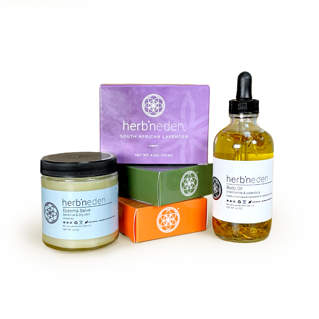 relieve eczema naturally with this bundle of all natural essential oil body care products from herbneden